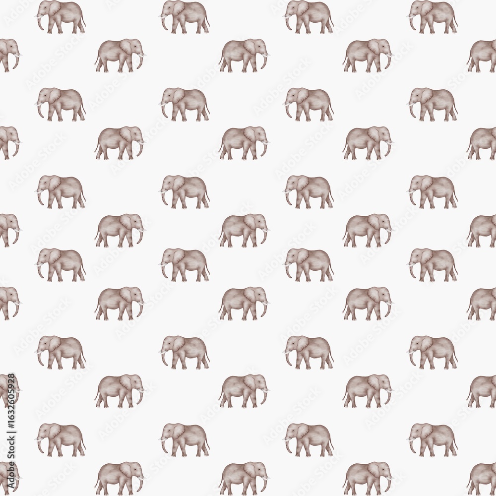 Fototapeta premium Watercolor elephant pattern design for textile and wrapping paper