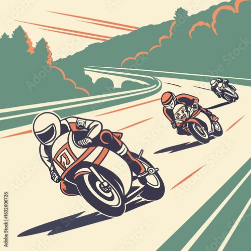 Motorbike Racing on Highway Vector – Dynamic Motion 