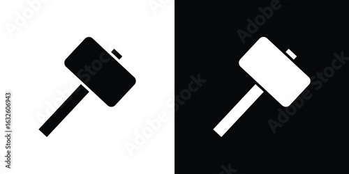 Wooden mallet icon in flat style, filled black symbol