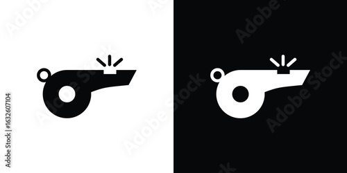 Whistle icon in flat style, filled black symbol