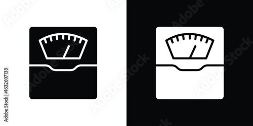Weight scale icon in flat style, filled black symbol