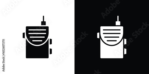 Walkie talkie icon in flat style, filled black symbol
