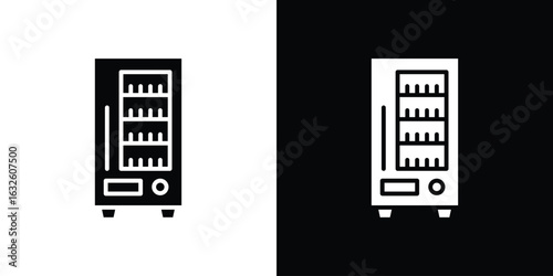 Vending machine icon in flat style, filled black symbol