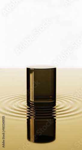Wallpaper Mural Dark cylinder glass resting on golden liquid surface. Torontodigital.ca
