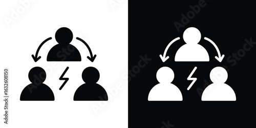 Third party icon in flat style, filled black symbol