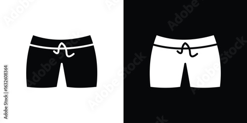 Swim shorts icon in flat style, filled black symbol