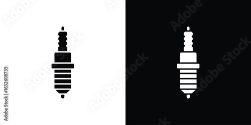 Spark plug icon in flat style, filled black symbol