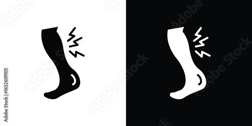 Shin pain icon in flat style, filled black symbol