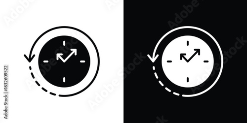 Rewind time icon in flat style, filled black symbol