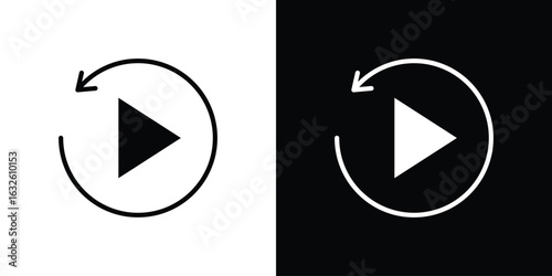 Playback icon in flat style, filled black symbol