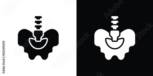 Pelvic area icon in flat style, filled black symbol