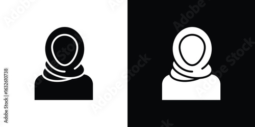 Muslim woman icon in flat style, filled black symbol