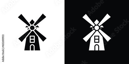 Mill icon in flat style, filled black symbol
