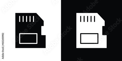 Memory card icon in flat style, filled black symbol