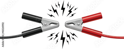 Battery jumper cables sparking electrical connection power