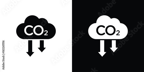 Low carbon dioxide icon in flat style, filled black symbol
