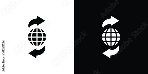 Import export icon in flat style, filled black symbol
