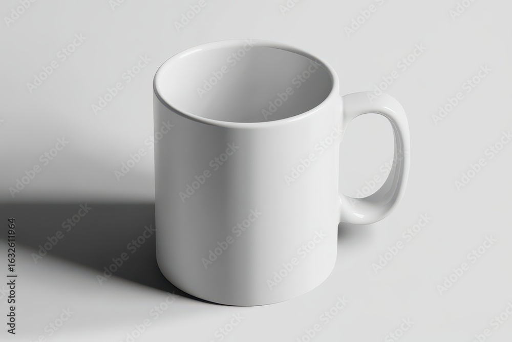 Fototapeta premium Empty white mug on a light background.