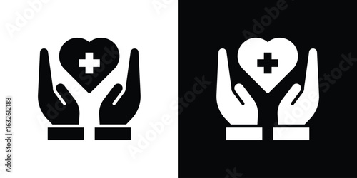 Health insurance icon in flat style, filled black symbol