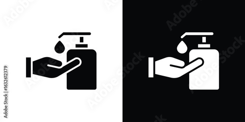 Hand wash icon in flat style, filled black symbol