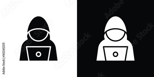 Hacker icon in flat style, filled black symbol