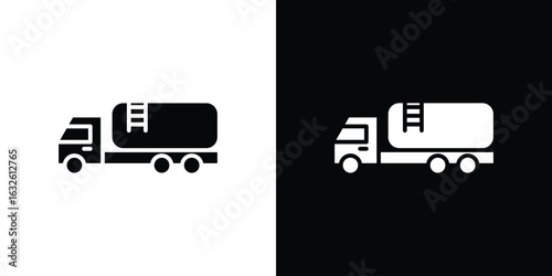 Fuel truck icon in flat style, filled black symbol