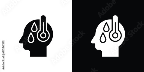 Fever icon in flat style, filled black symbol