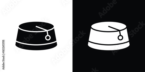 Fez hat icon in flat style, filled black symbol