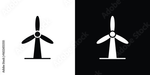 Eolic energy icon in flat style, filled black symbol