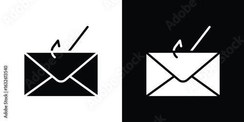 Email phishing icon in flat style, filled black symbol
