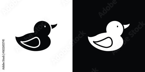 Duck icon in flat style, filled black symbol