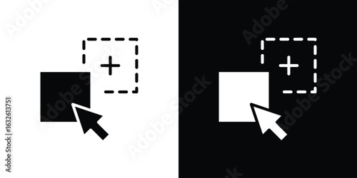 Drag and drop icon in flat style, filled black symbol