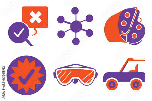Blue purple detective investigation icons pack set of