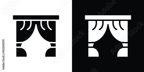 Curtains icon in flat style, filled black symbol