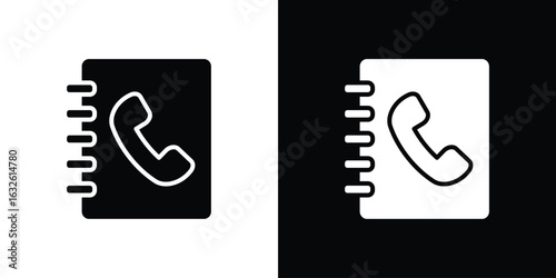Contact book icon in flat style, filled black symbol