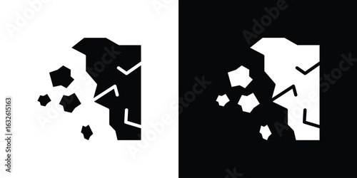 Cliff icon in flat style, filled black symbol