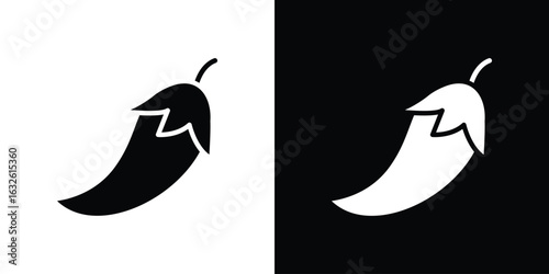 Chili icon in flat style, filled black symbol