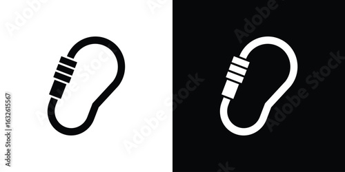Carabiner icon in flat style, filled black symbol