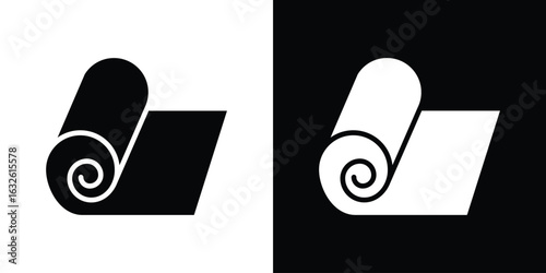 Carpet roll icon in flat style, filled black symbol