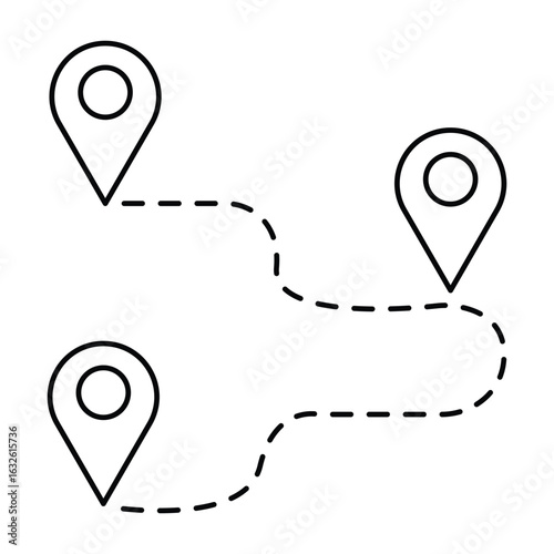 GPS route location path travel navigation tracking direction journey map pin icon vector illustration for digital and mobile interface.