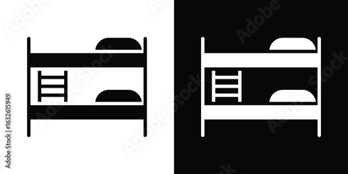Bunk bed icon in flat style, filled black symbol