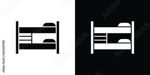 Bunk bed icon in flat style, filled black symbol