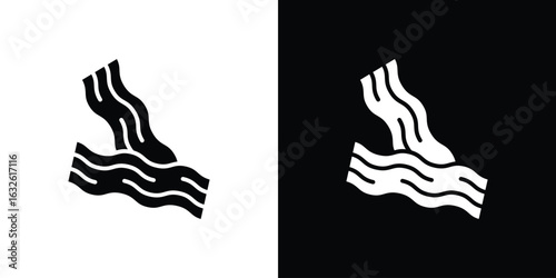 Bacon icon in flat style, filled black symbol