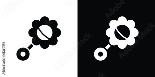 baby rattle icon in flat style, filled black symbol