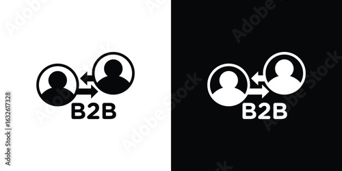 B2B icon in flat style, filled black symbol