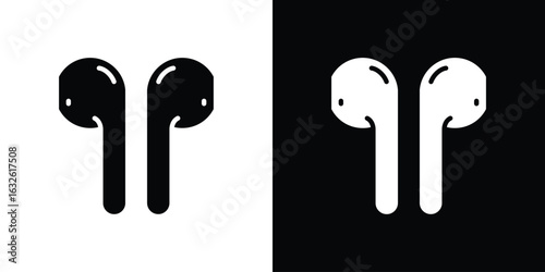Air pods icon in flat style, filled black symbol