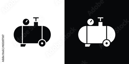 Air compressor icon in flat style, filled black symbol