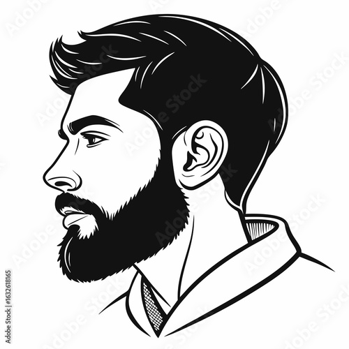 The outline of the face the guy should look straight Silhouette Vector