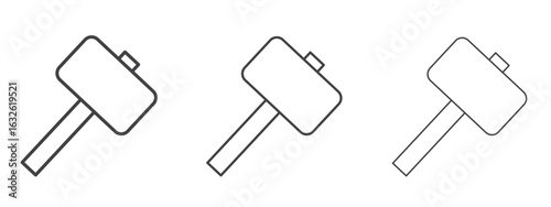 Wooden mallet icon in Line Art Style for Design collection