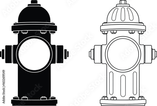 Fire hydrant vector illustration black and white outline art